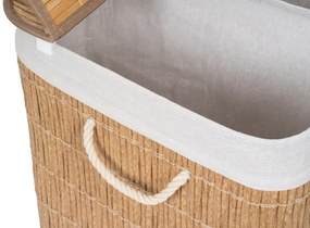 G21-es 105 literes szennyeskosár elválasztókkal, rattan utánzat, fehér betéttel