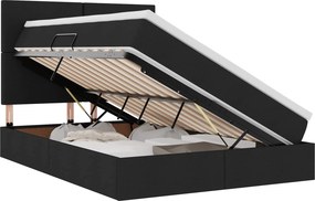 vidaXL Ágy tárolóval és matraccal Fekete 140 x 190 cm Poliészter