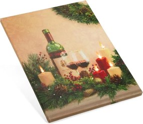 Falikép Gyertya borral  5 LED 30 x 40 cm