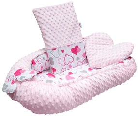 Luxus babafészek párnával és paplannal New Baby Minkyből rózsaszí...