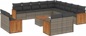 vidaXL 14 részes szürke polyrattan kerti ülőgarnitúra párnákkal