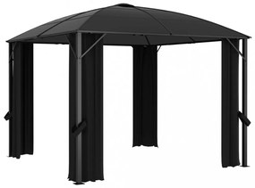 antracitszürke pavilon függönyökkel 300 x 300 x 265 cm
