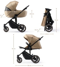KINDERKRAFT SELECT - Kombinált babakocsi 3in1 PRIME 2 Premium Sandrose bézs