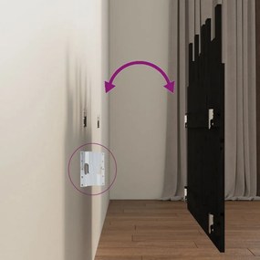 fekete tömör fenyőfa fali fejtámla 108 x 3 x 80 cm