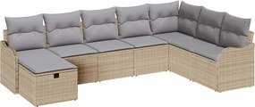 vidaXL Kerti Kanapé Szett párnával tárolóval 8 pcs Bézs Poli rattan