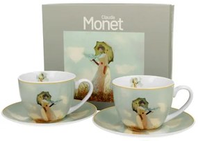 Porceláncsésze+alj, 270ml, 2 személyes, dobozban, Monet: Hölgy esrnyővel