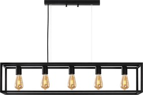 Kafes 13748 fekete fém függőlámpa, 100 x 20 x 20 cm, 5 izzós