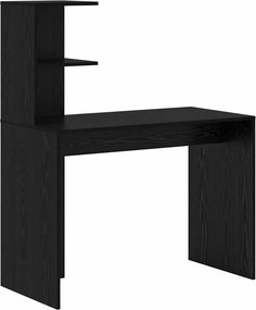 vidaXL Asztal polcokkal Fekete tölgy 102 x 50 x 124 cm Faanyag