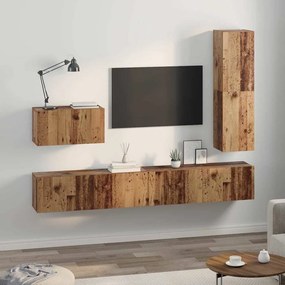 TV szekrény garnitúra 4 pcs Régi fa 30.5 x 30 x 110 cm Faanyag