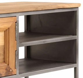 újrahasznosított tíkfa és acél TV-szekrény 120 x 30 x 40 cm