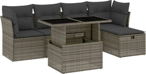 vidaXL 6 részes szürke polyrattan kerti ülőgarnitúra párnákkal
