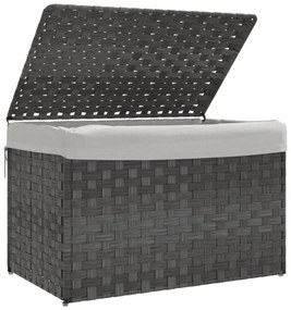 szürke polyrattan szennyeskosár fedéllel 55,5 x 35 x 34 cm