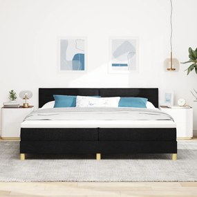 Box Spring Ágy Matraccal Fekete 200x200 cm Szövet