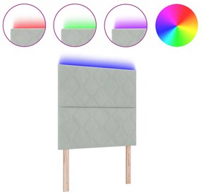 LED fejtámla Gyémánt blokkok dizájn Világosszürke 100 cm bársonyos