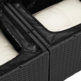 9 Darabos Kerti Kanapészett Párnákkal Fekete Poly Rattan