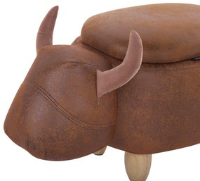 Barna műbőr állatos puff 60 x 35 cm COW Beliani