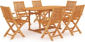 vidaXL 7 részes tömör tíkfa kerti étkezőgarnitúra