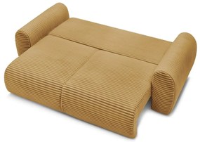Mustársárga kordbársony kinyitható kanapé 257 cm Lucien – Bobochic Paris