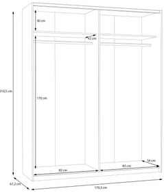 KARO gardróbszekrény 170x210 cm fehér