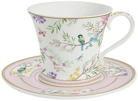 Birds Melody porcelán reggelizőcsésze és csészealj 350ml díszdobozban