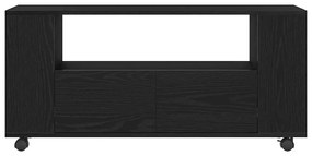 fekete tölgy szerelt fa TV-szekrény kerekekkel 102x34,5x43 cm