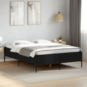 fekete szerelt fa és fém ágykeret 135 x 190 cm