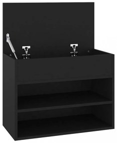 fekete szerelt fa cipőtároló pad 60 x 30 x 45 cm