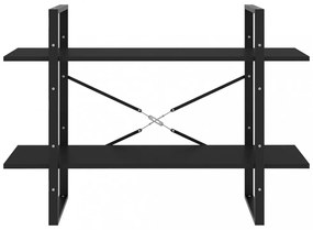 kétszintes fekete szerelt fa könyvszekrény 100 x 30 x 70 cm