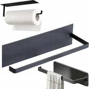 Törölközőtartó Papír Konyhai akasztó Loft Fúrás Nélkül Fekete Matt