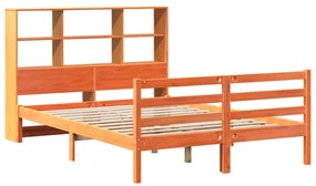 viaszbarna tömör fa könyvespolcos ágy matrac nélkül 150 x 200cm