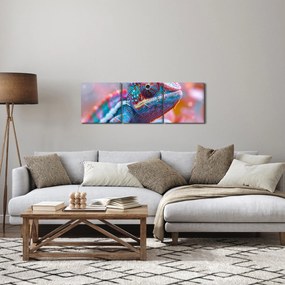 Kép - Színes kaméleon (órával) (90x30 cm)