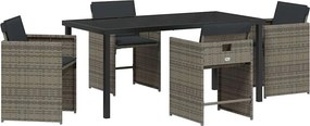 vidaXL Kert étkező szett 5 pcs Szürke polirattan