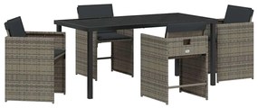 vidaXL Kert étkező szett 5 pcs Szürke polirattan