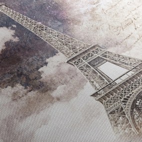 Kép - Eiffel-torony, Párizs, Franciaország (órával) (90x30 cm)