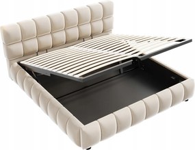 Kárpitozott ágy 140x200 cm Dupla ágy Hidraulikus bársony Bézs