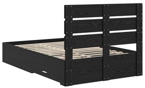 vidaXL Ágykeret fiókkal fejtámlával Fekete tölgy 120 x 190 cm Faanyag