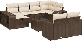 vidaXL 11 részes barna polyrattan kerti ülőgarnitúra párnákkal