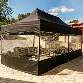 INSTENT PRO Kerti pavilon Fekete 3 x 6 m + 4 oldalfal