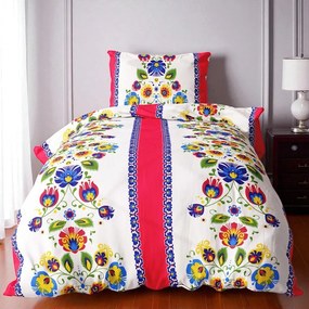 Pamut ágynemű JANE FOLK RED 2 részes 140x200 cm