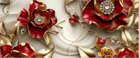 Kép - 3D piros-arany virágok (120x50 cm)