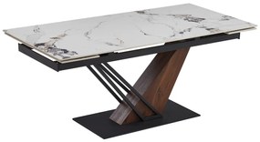 Fehér Márvány/Dió Színű Bővíthető Étkezőasztal. REX 2 180-240 cm