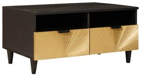 Dohányzóasztal Fekete és Arany 80 x 54 x 40 cm tömör mangófa