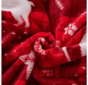 2 db Mikroplüss ágyneműhuzat szett VELVET KARÁCSONY piros + Mikroplüss lepedő SOFT 180x200 cm fehér, kétszemélyes ágyhoz