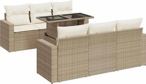 vidaXL 7 részes bézs polyrattan kerti ülőgarnitúra párnákkal