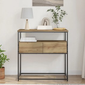 Konzolasztal kézműves tölgy 75 x 40 x 75 cm Műgyantás fa és fém