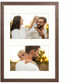 Képkeret 2 képhez 10x15 cm multikeret barna fotógaléria 21x30 cm Framai