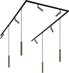 Modern sínrendszer 6 spotlámpával és 4 függőlámpa sötét bronz 1 fázisú - Slimline Uzzy Keno