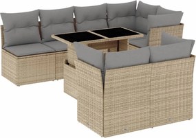 vidaXL 8 részes bézs polyrattan kerti ülőgarnitúra párnával
