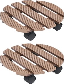 vidaXL 2 db barna WPC görgős virágtartó Ø30 x 7,5 cm