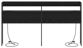 Fejtámla LED -es lámpákkal polcokkal Musta tammi 180 cm Faanyag